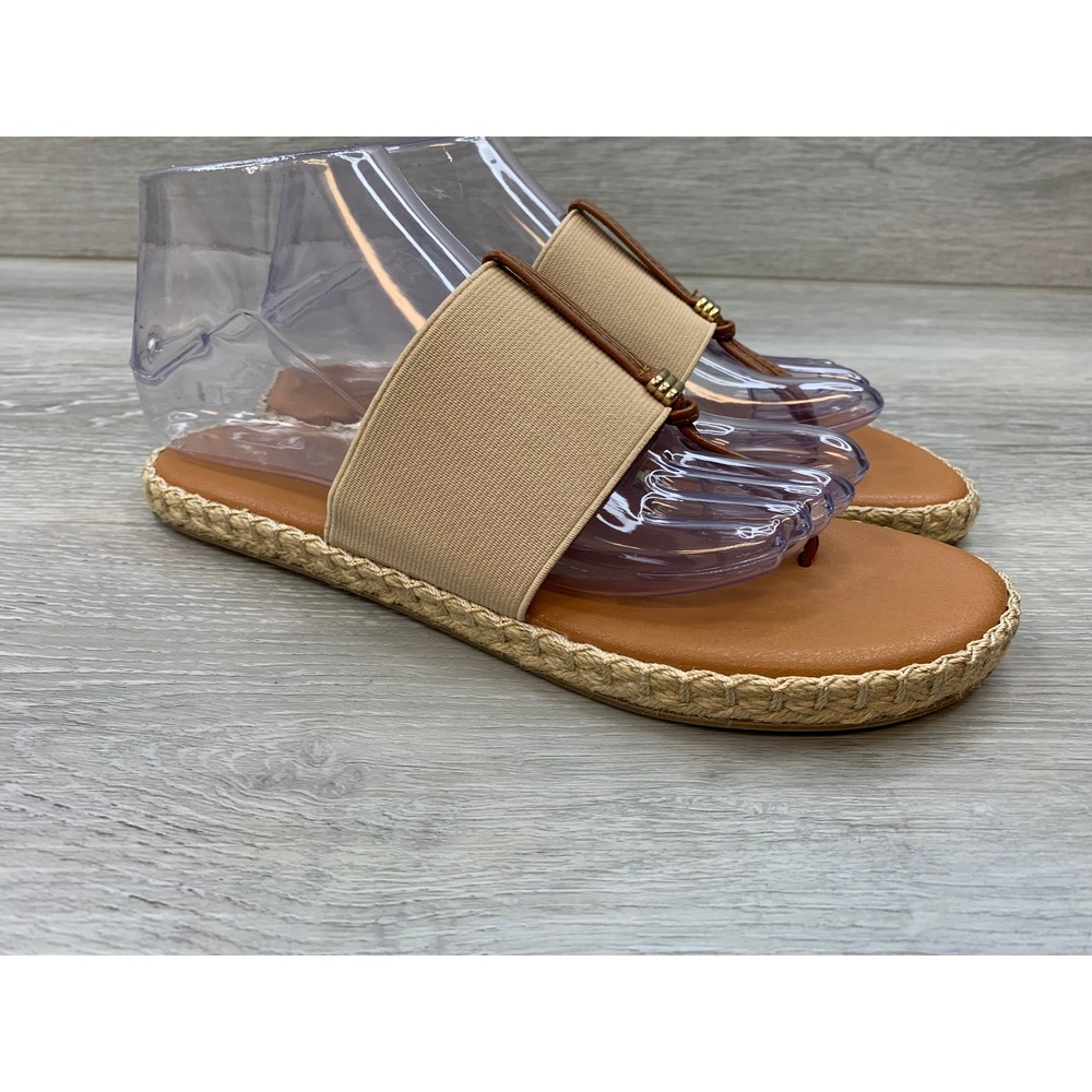 Tommy Bahama Modena Light Tan Espadrille Thong Slide Sandals Women's 7.5 Shoes